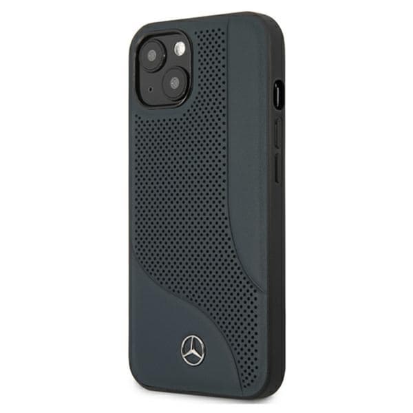 Mercedes læder perforeret område - iPhone 13 mini cover (marineblå)