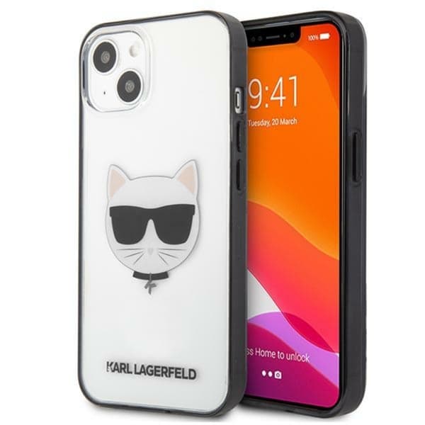 Karl Lagerfeld Choupette Head - iPhone 13 mini cover (gennemsigtig / sort ramme)
