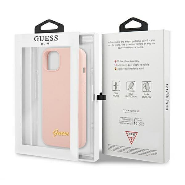 Guess Silikone Script MagSafe - iPhone 13 etui (Pink)