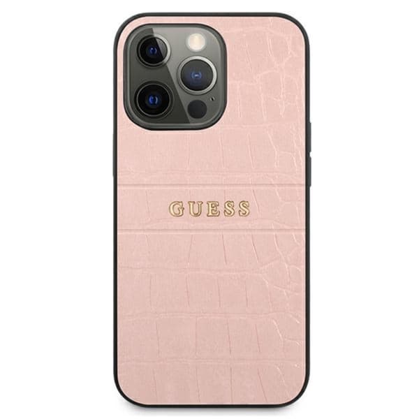 Guess Croco Stamp Lines - iPhone 13 Pro etui (pink)