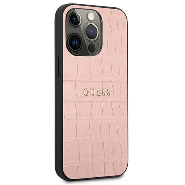 Guess Croco Stamp Lines - iPhone 13 Pro etui (pink)