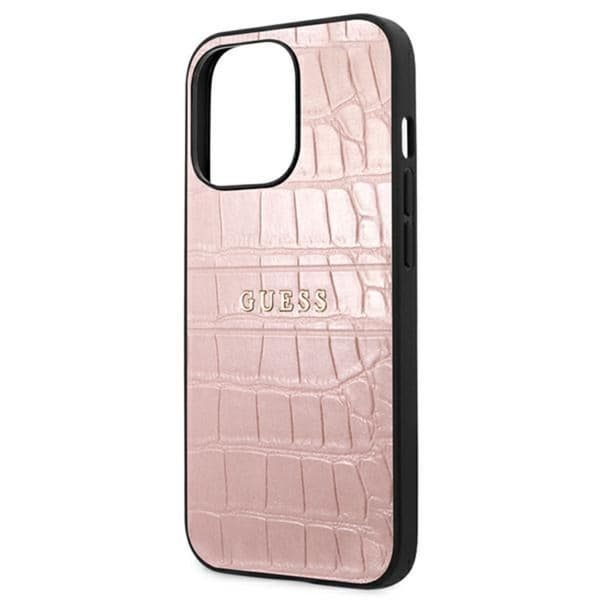 Guess Croco Stamp Lines - iPhone 13 Pro etui (pink)