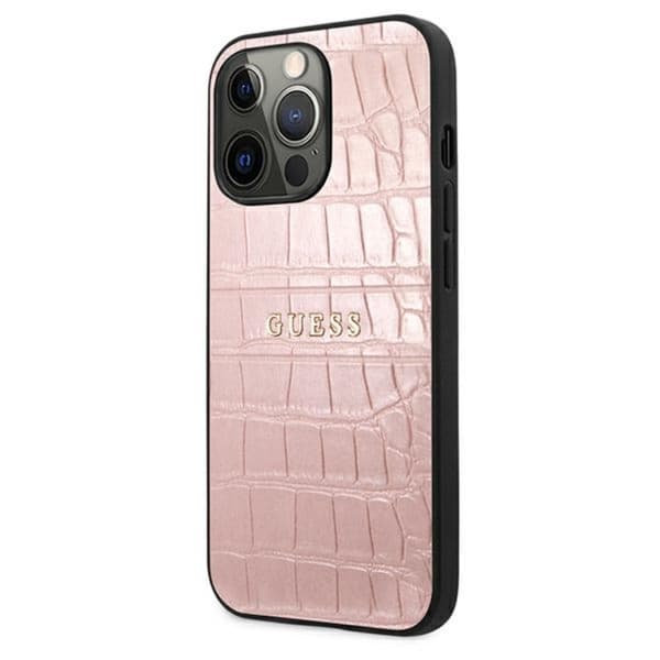 Guess Croco Stamp Lines - iPhone 13 Pro etui (pink)