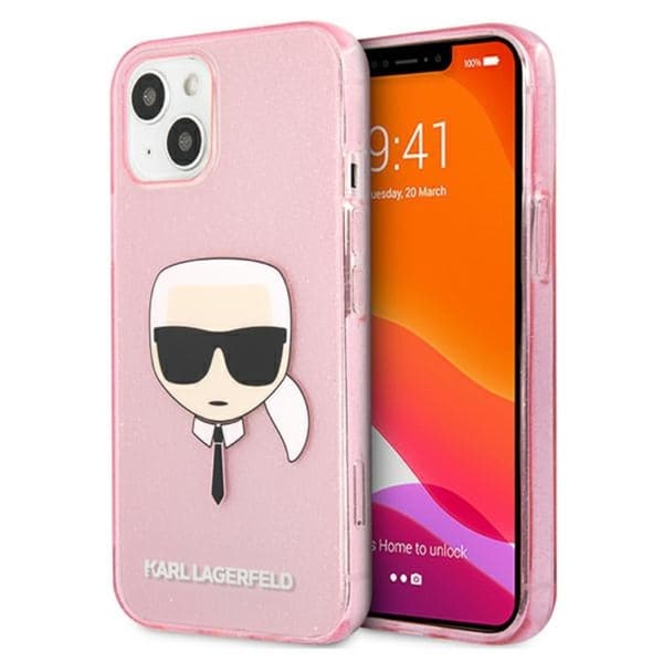 Karl Lagerfeld Karl's Head Glitter - iPhone 13 Mini-etui (Pink)