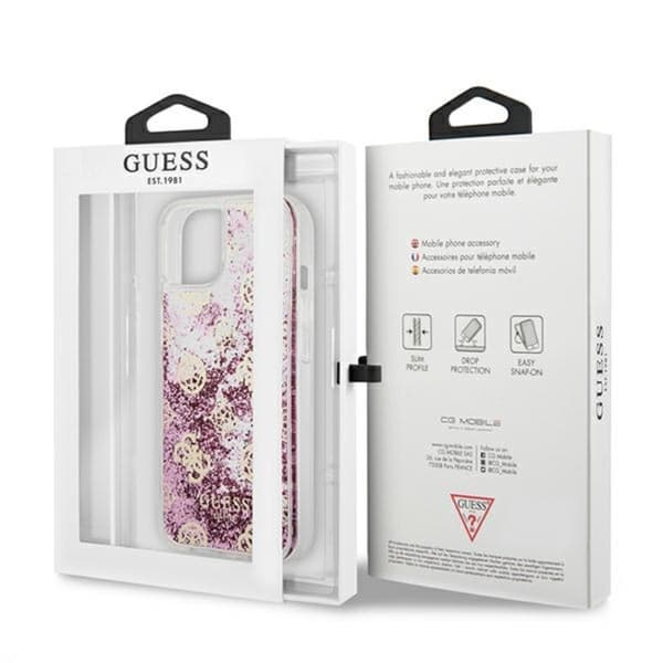 Guess Peony Liquid Glitter - iPhone 13 mini cover (pink)