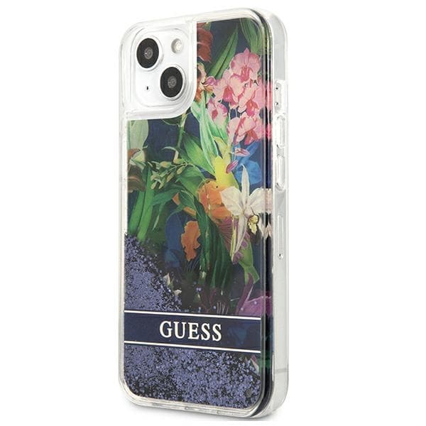 Guess Liquid Glitter Flower – iPhone 13 mini cover (blå)