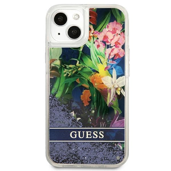 Guess Liquid Glitter Flower – iPhone 13 mini cover (blå)