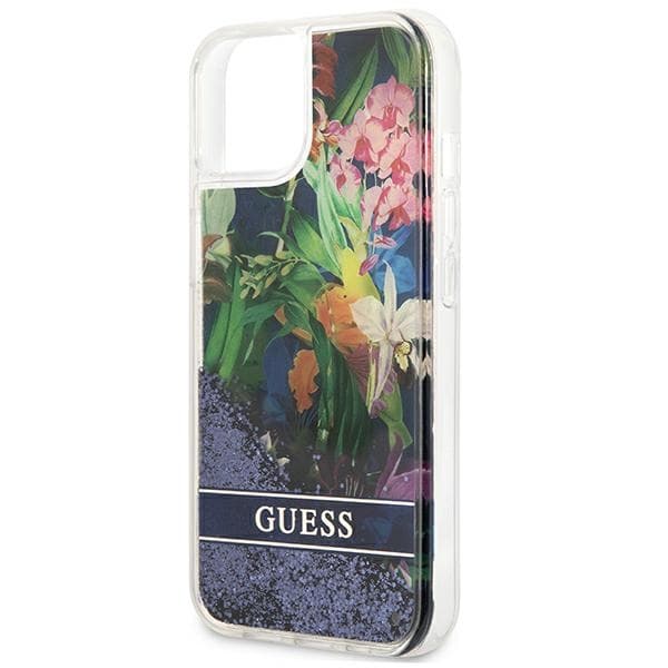 Guess Liquid Glitter Flower – iPhone 13 mini cover (blå)