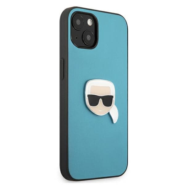 Karl Lagerfeld PU Læder Karl's Head Metal - iPhone 13 mini cover (blå)