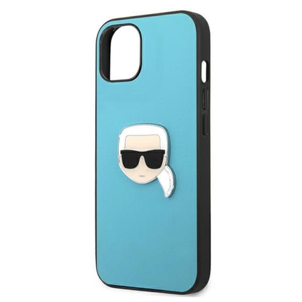 Karl Lagerfeld PU Læder Karl's Head Metal - iPhone 13 mini cover (blå)