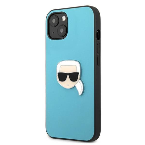 Karl Lagerfeld PU Læder Karl's Head Metal - iPhone 13 mini cover (blå)