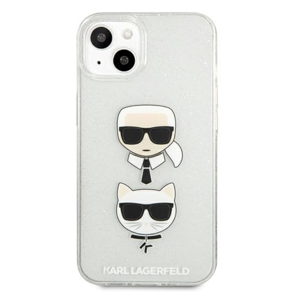 Karl Lagerfeld Glitter Karl & Choupette Head - iPhone 13 mini cover (sølv)