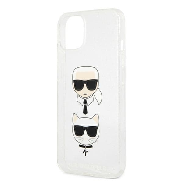 Karl Lagerfeld Glitter Karl & Choupette Head - iPhone 13 mini cover (sølv)