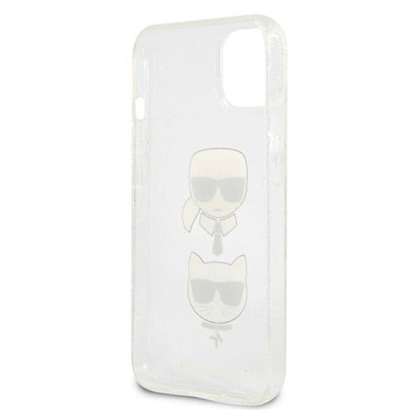 Karl Lagerfeld Glitter Karl & Choupette Head - iPhone 13 mini cover (sølv)