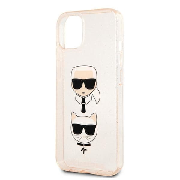 Karl Lagerfeld Glitter Karl & Choupette Head - iPhone 13 mini cover (guld)