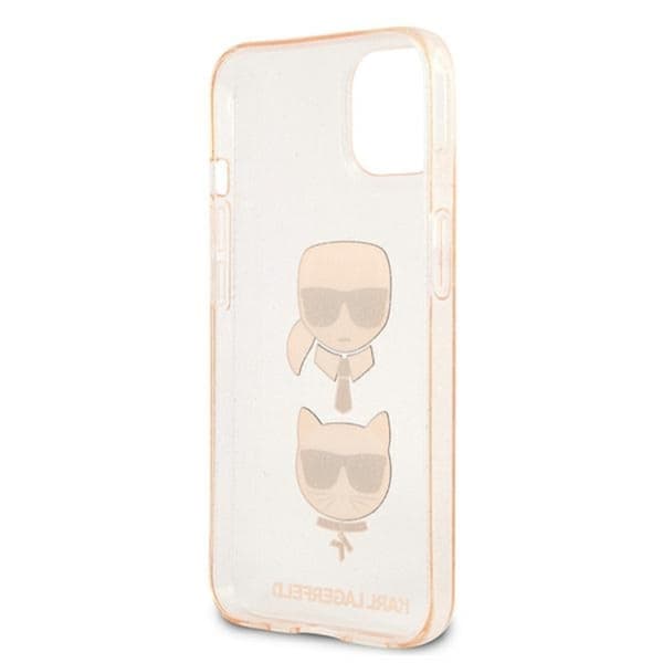 Karl Lagerfeld Glitter Karl & Choupette Head - iPhone 13 mini cover (guld)