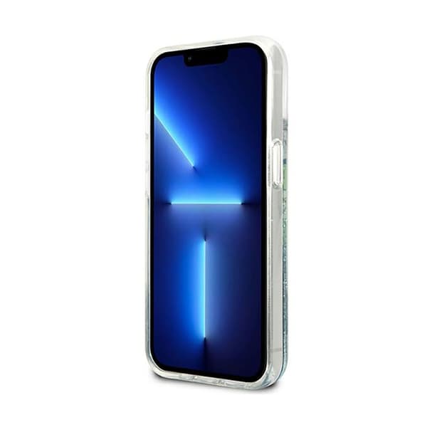 Guess Liquid Glitter Flower – iPhone 13-fodral (blå/grön)