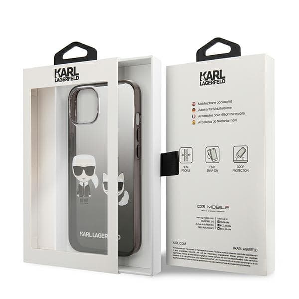 Karl Lagerfeld Gradient Ikonik Karl & Choupette - iPhone 13 mini cover (sort)