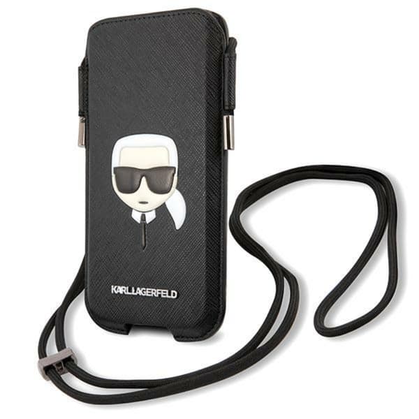 Karl Lagerfeld Saffiano Ikonik Karl`s Head Pouch - S/M telefonväska
