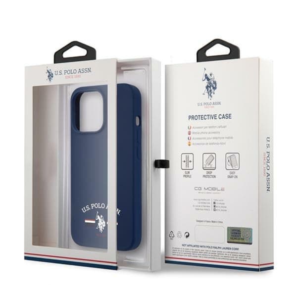 US Polo Assn silikonelogo - iPhone 13 Pro Max etui (marineblå)