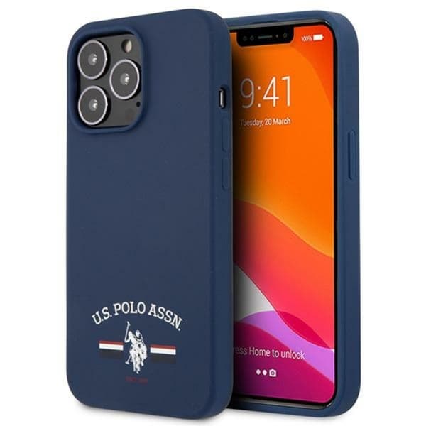 US Polo Assn silikonelogo - iPhone 13 Pro Max etui (marineblå)