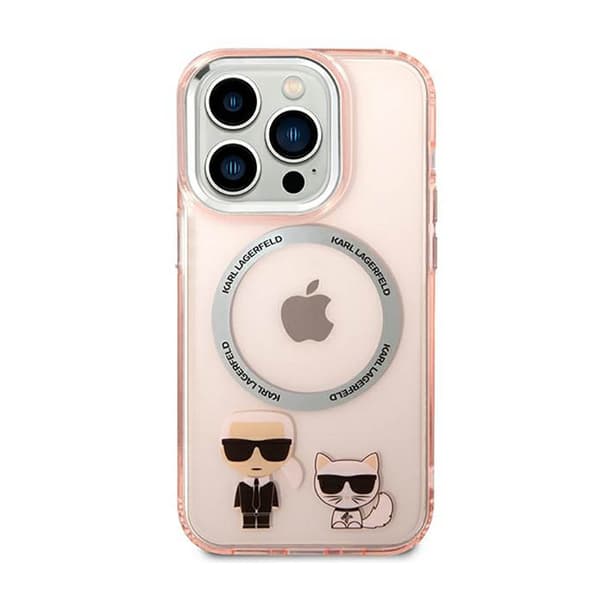 Karl Lagerfeld Karl & Choupette Aluminium MagSafe - iPhone 14 Pro etui (Pink)