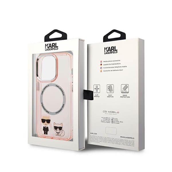 Karl Lagerfeld Karl & Choupette Aluminium MagSafe - iPhone 14 Pro etui (Pink)