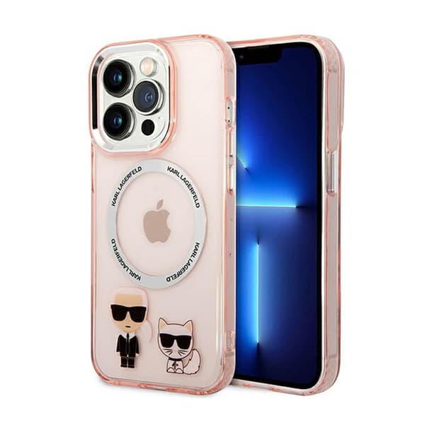 Karl Lagerfeld Karl & Choupette Aluminium MagSafe - iPhone 14 Pro etui (Pink)