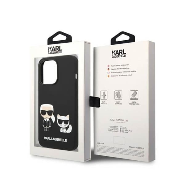 Karl Lagerfeld flydende silikone Karl & Choupette MagSafe - iPhone 14 Pro etui (sort)