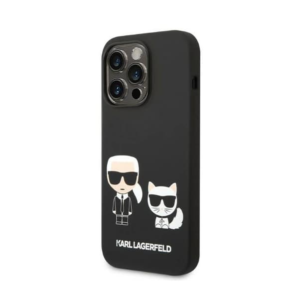 Karl Lagerfeld flydende silikone Karl & Choupette MagSafe - iPhone 14 Pro etui (sort)