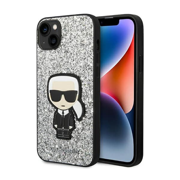 Karl Lagerfeld Glitter Flakes Ikonik - iPhone 14 Plus etui (sølv)