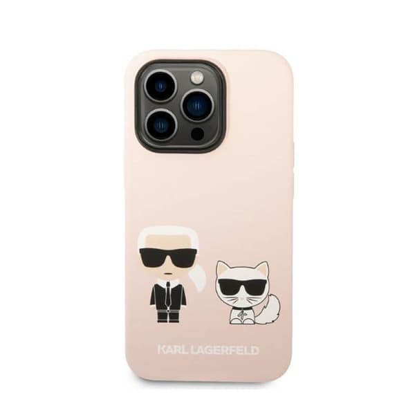 Karl Lagerfeld flydende silikone Karl & Choupette MagSafe - iPhone 14 Pro etui (Pink)