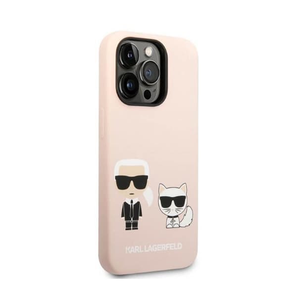 Karl Lagerfeld flydende silikone Karl & Choupette MagSafe - iPhone 14 Pro etui (Pink)