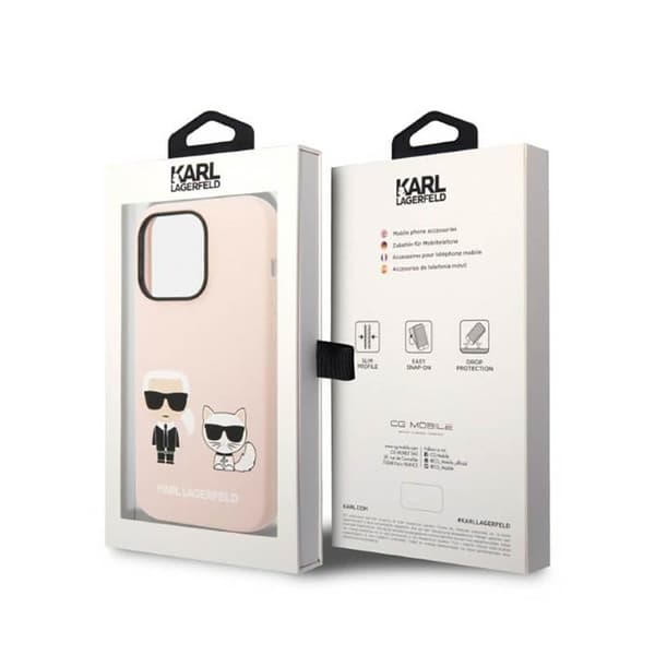 Karl Lagerfeld flydende silikone Karl & Choupette MagSafe - iPhone 14 Pro etui (Pink)