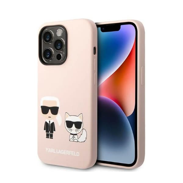 Karl Lagerfeld flydende silikone Karl & Choupette MagSafe - iPhone 14 Pro etui (Pink)