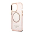 Miniatyrbillede 6 af 8: Guess Gold Outline Translucent MagSafe - iPhone 13 Pro-cover (Pink)