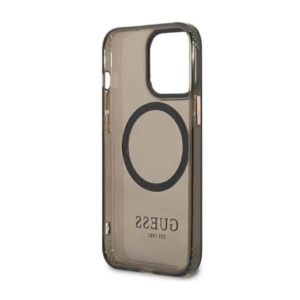 Guess Gold Outline Translucent MagSafe - iPhone 13 Pro Max etui (sort)