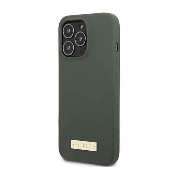 Guess Silicone Logo Plate MagSafe - iPhone 13 Pro -kotelo (vihreä)
