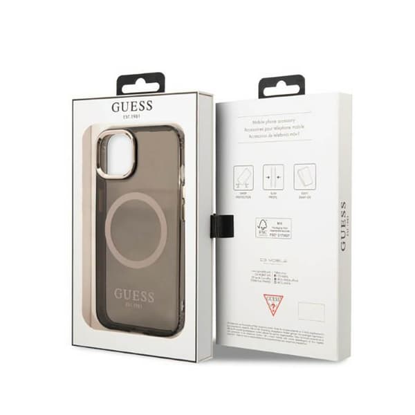 Guess Gold Outline Translucent MagSafe - iPhone 13-fodral (svart)