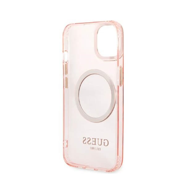 Guess Gold Outline Translucent MagSafe - iPhone 13 cover (pink)