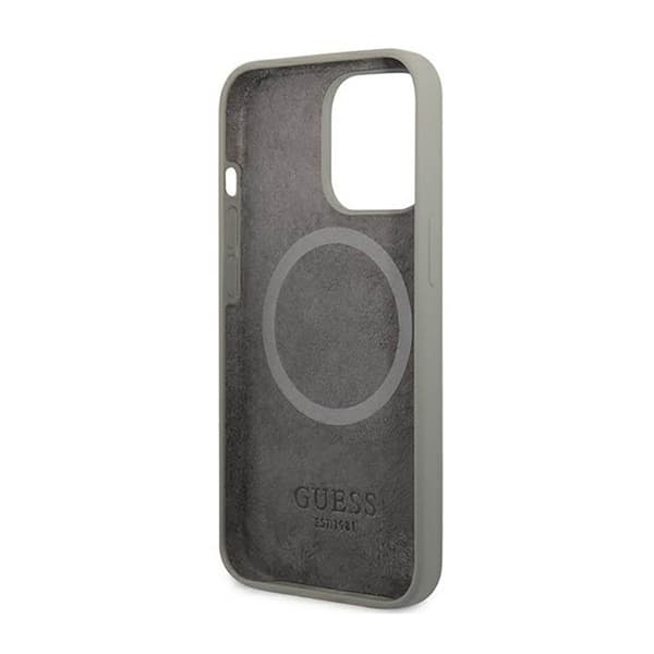 Guess Silikonlogoplatta MagSafe - iPhone 13 Pro Max-fodral (grå)