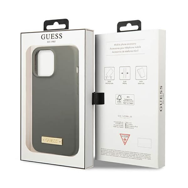 Guess Silikonlogoplatta MagSafe - iPhone 13 Pro Max-fodral (grå)