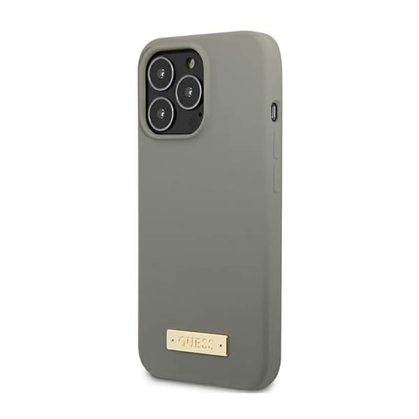 Guess Silikonlogoplatta MagSafe - iPhone 13 Pro Max-fodral (grå)