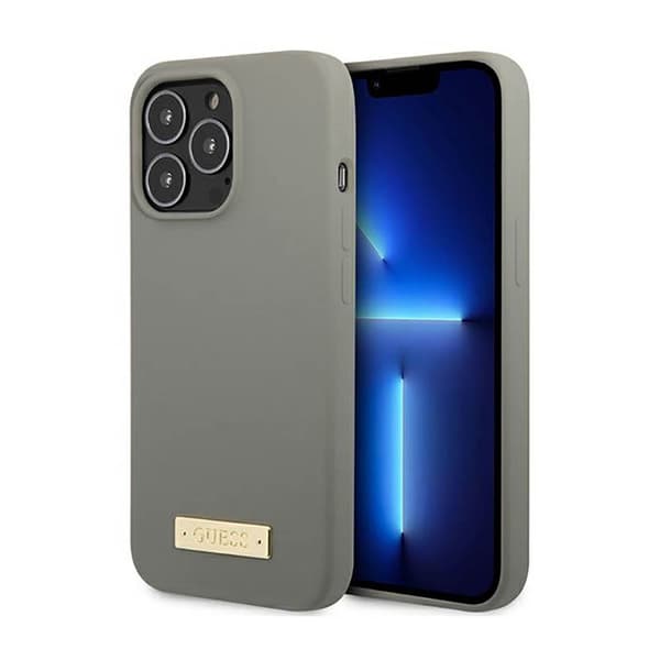 Guess Silikonlogoplatta MagSafe - iPhone 13 Pro Max-fodral (grå)