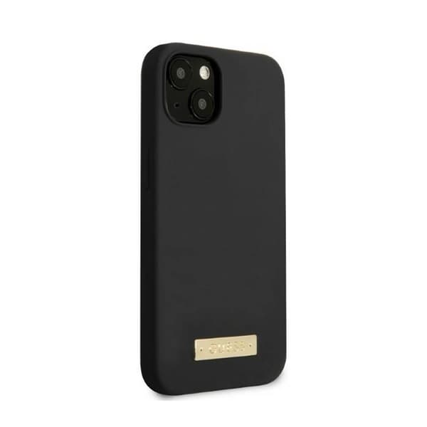 Guess Silicone Logo Plate MagSafe - iPhone 13 Mini -kotelo (musta)