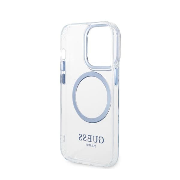 Guess Metal Outline Magsafe - iPhone 14 Pro-cover (gennemsigtig / blå)