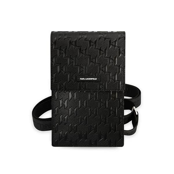 Karl Lagerfeld Monogram Plate Plånbok Telefonväska - Smartphone och tillbehör väska (svart)
