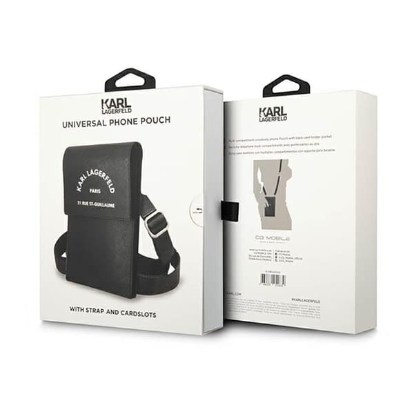 Karl Lagerfeld Embossed RSG Wallet Phone Bag - Smartphone och tillbehörsväska (svart)