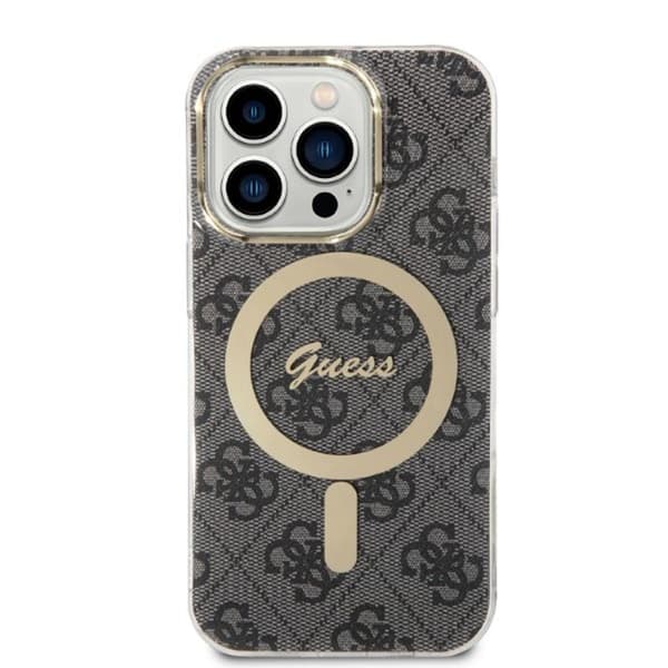 Guess Bundle Pack MagSafe 4G - MagSafe iPhone 14 Pro fodral + laddare set (svart/guld)