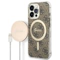 Pikkukuva 1 / 10: Guess Bundle Pack MagSafe 4G - MagSafe iPhone 13 Pro kotelo + laturisarja (ruskea/kulta)